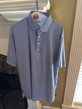 Men's Navy Micro-Pattern Polo Shirt